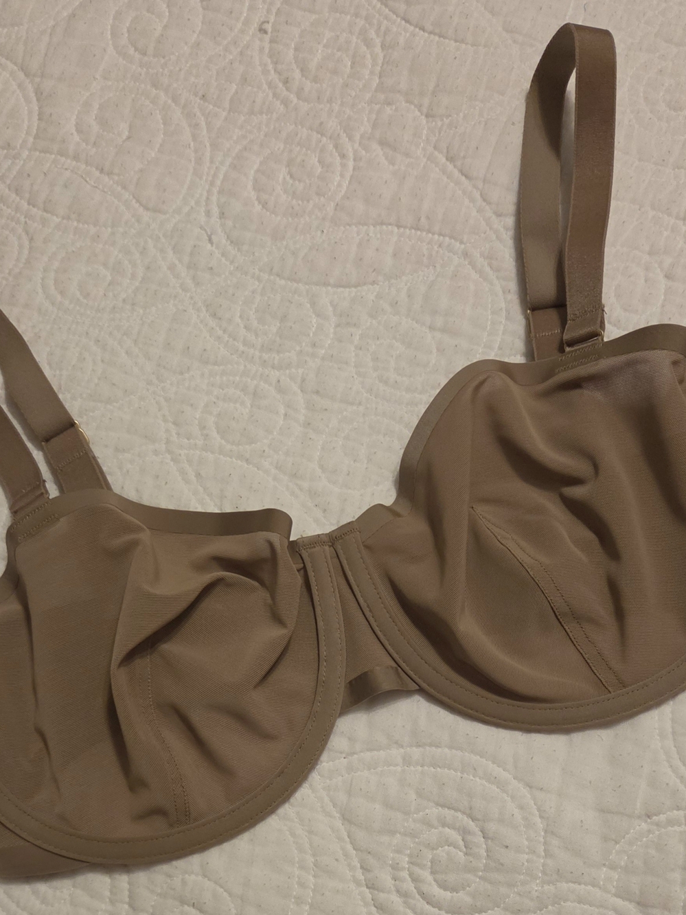 CUUP Balconette Underwire Mesh Bra in Taupe. Size 36E
